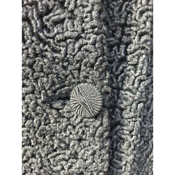 Vintage Black Persian Curly Lamb Fur Coat With Mink Trim Women's Medium Large - Picture 8 of 12